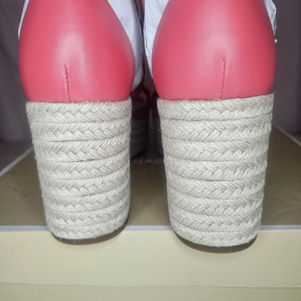 MICHAEL Michael Kors Serena Wedge Espadrille Sandals Color Dahlia Retail $145